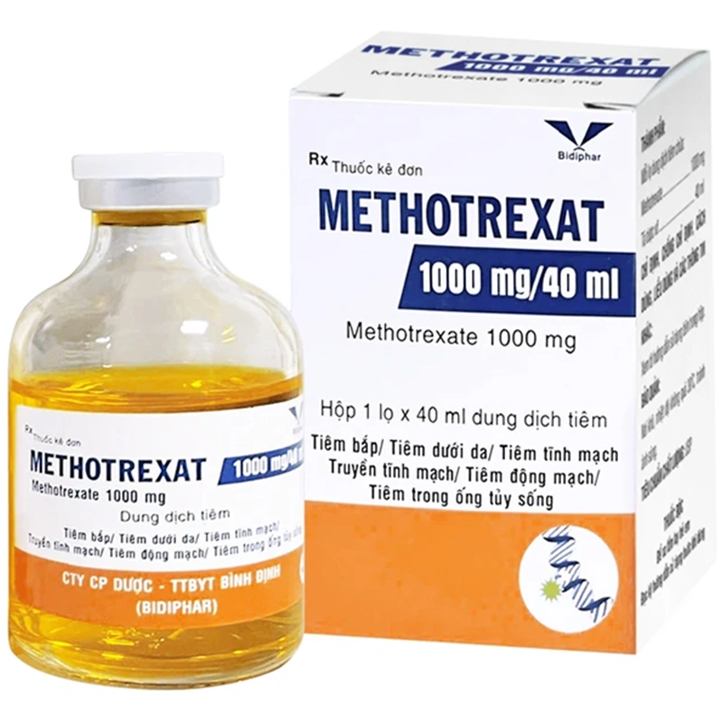 Dung dịch tiêm Methotrexat Bidiphar 1000mg/40ml điều trị ung thư lá nuôi (1 lọ x 40ml) - 